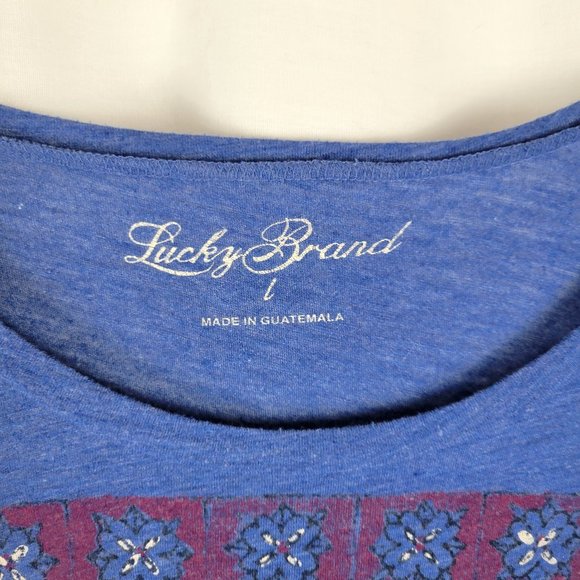 LUCKY BRAND Blue Burn-out Hamsa Graphic T-Shirt - Large - Picture 8 of 11